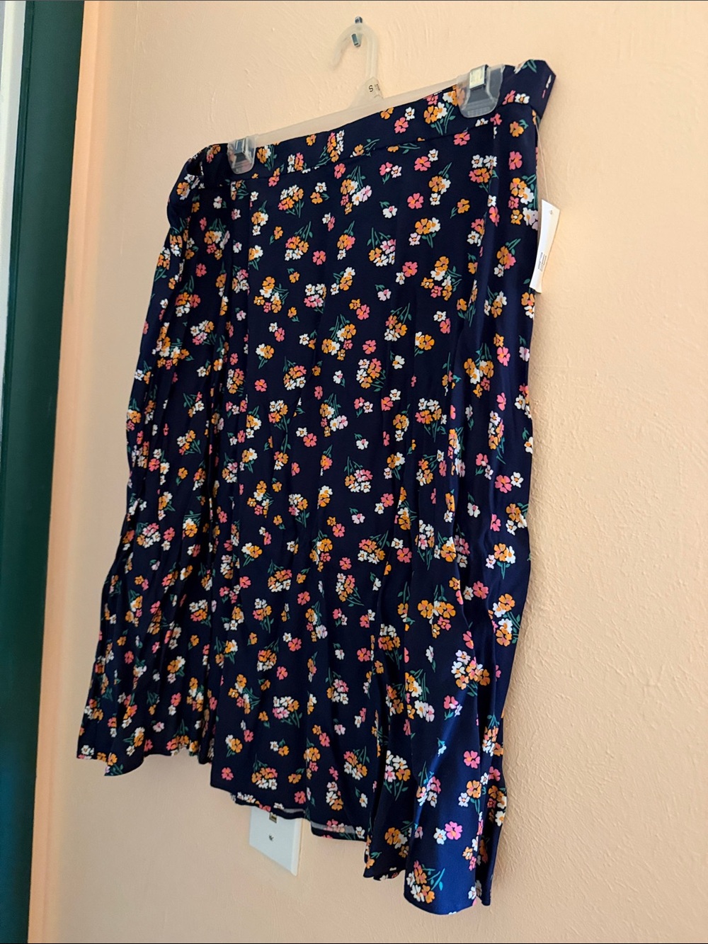 GAP Navy Floral A-Line Midi Skirt